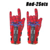 A pair of red superhero spider launcher gloves with suction cup projectiles.