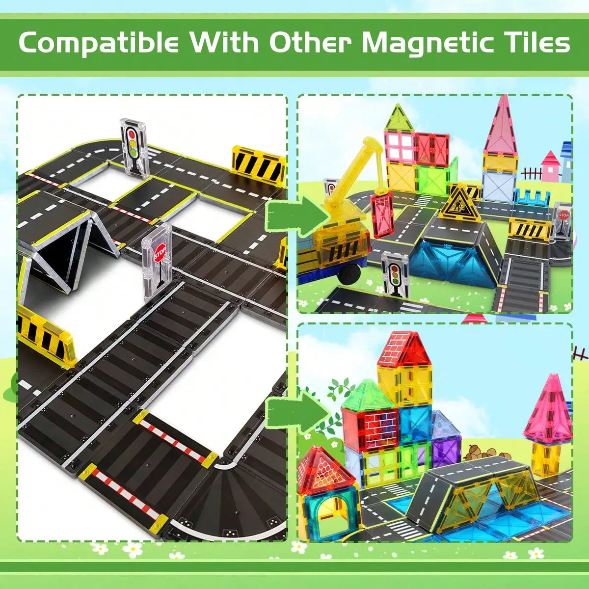 Magnetic Road Building Blocks Set with Race Track