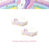 Twelve unicorn-themed potato chip boxes for a girls' birthday celebration