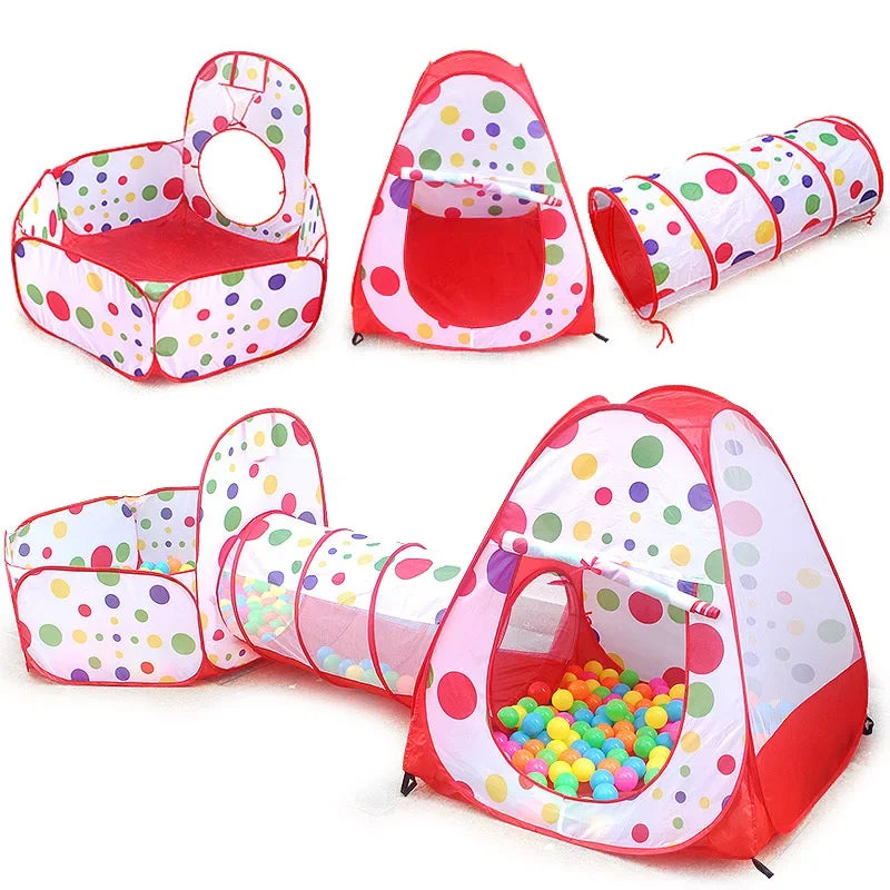 3-in-1 Kids Ball Pit Play Tent with Tunnel
