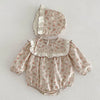 Baby Girls Lace-Trim Cotton Romper with Floral Details