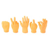 A set of realistic tiny orange finger hands used as a novelty prop.