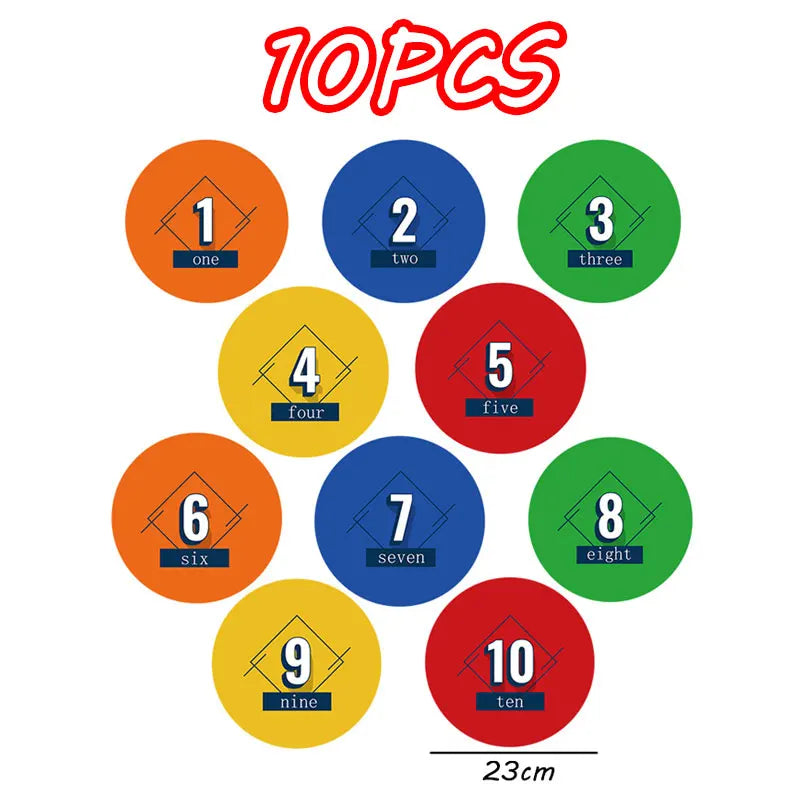 Ten numbered stepping stones for sensory and motor skills development toy