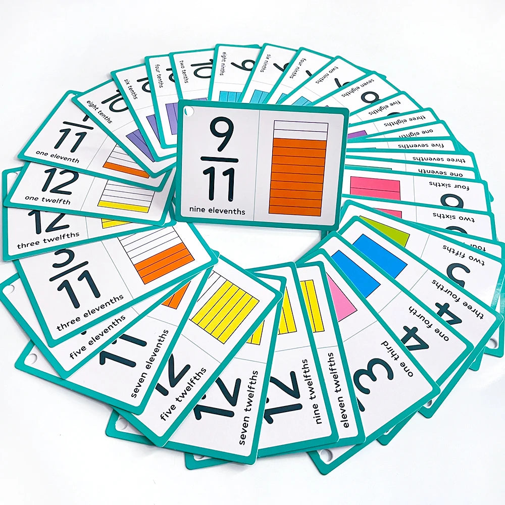 Graphical Fraction Flashcards for Kids | Visual Math Learning Cards