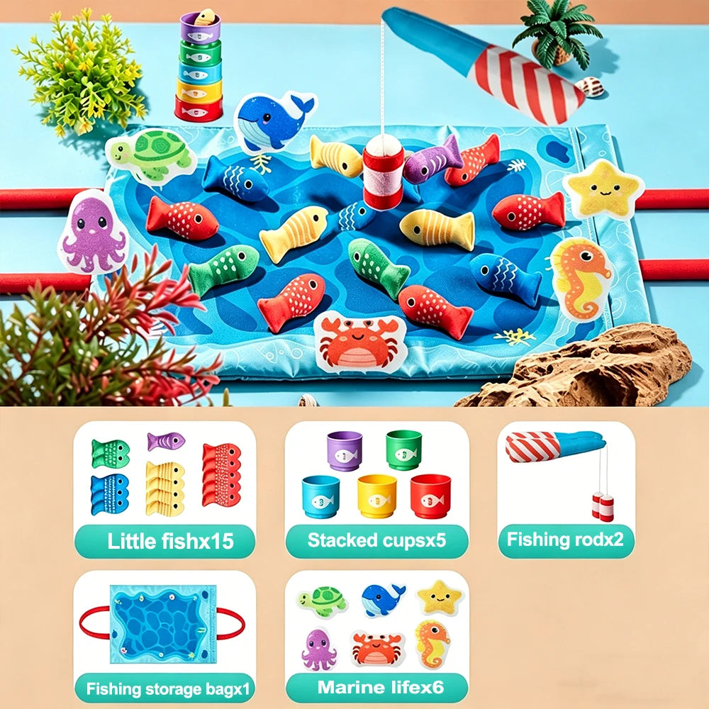 Montessori Fabric Fishing Game for Kids