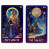 Tarot card III The Empress and card VII The Chariot from a celestial deck