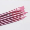 A set of six pink nylon paint brushes for watercolor and acrylic painting