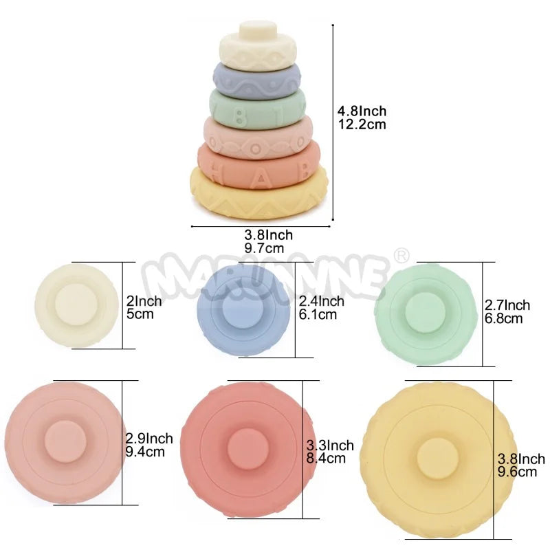 Soft Silicone Stacking Rings for Toddlers – Montessori Sensory Teether Toy Set