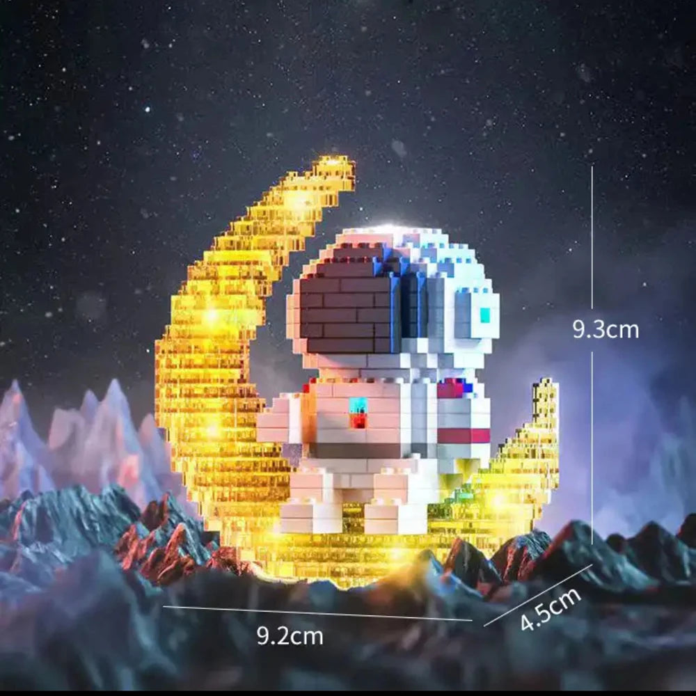 Luminous Astronaut Moon Building Blocks Set with LED Light Technology