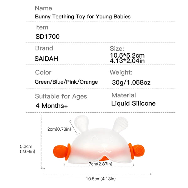 Bunny Silicone Teething Toy with Hidden Handle