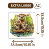 Extra large A2 jigsaw puzzle featuring three adorable elephant home wooden figures.