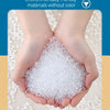A pair of hands holds a pile of clear, white ABS material for use in an interactive dancing jellyfish toy.