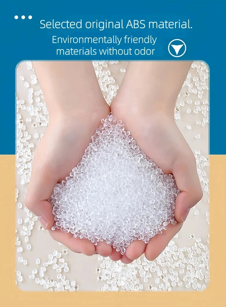 A pair of hands holds a pile of clear, white ABS material for use in an interactive dancing jellyfish toy.