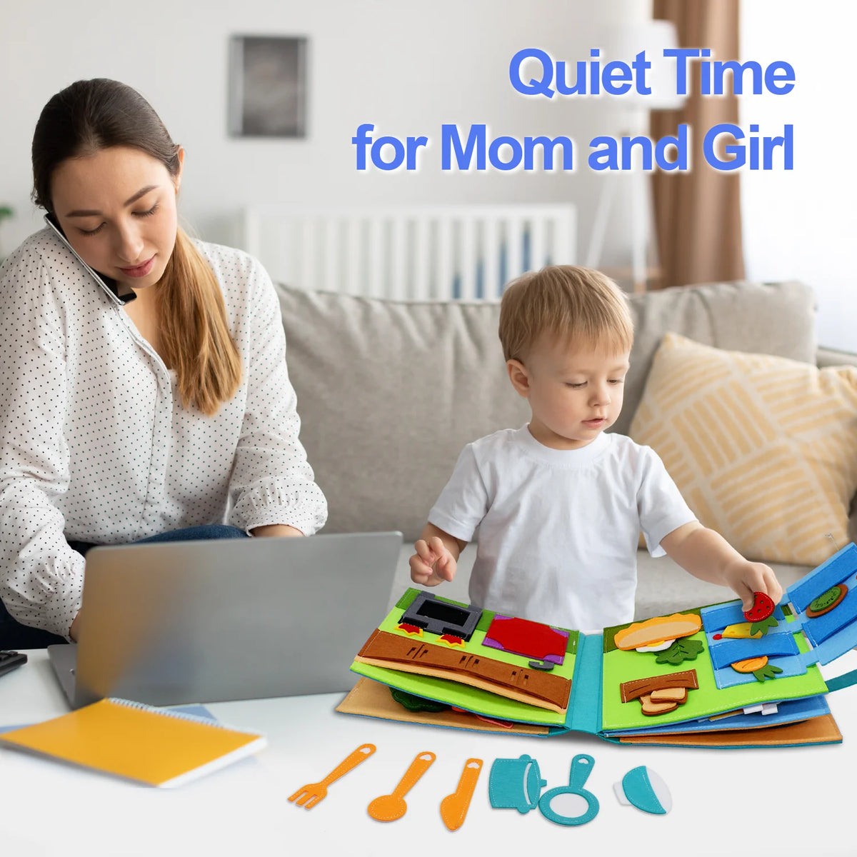 Montessori Busy Book for Toddlers – Quiet Activity Book with Life Skills & Pretend Play