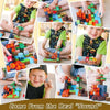 Children building colorful magnetic cubes and stacking blocks in various creative arrangements.