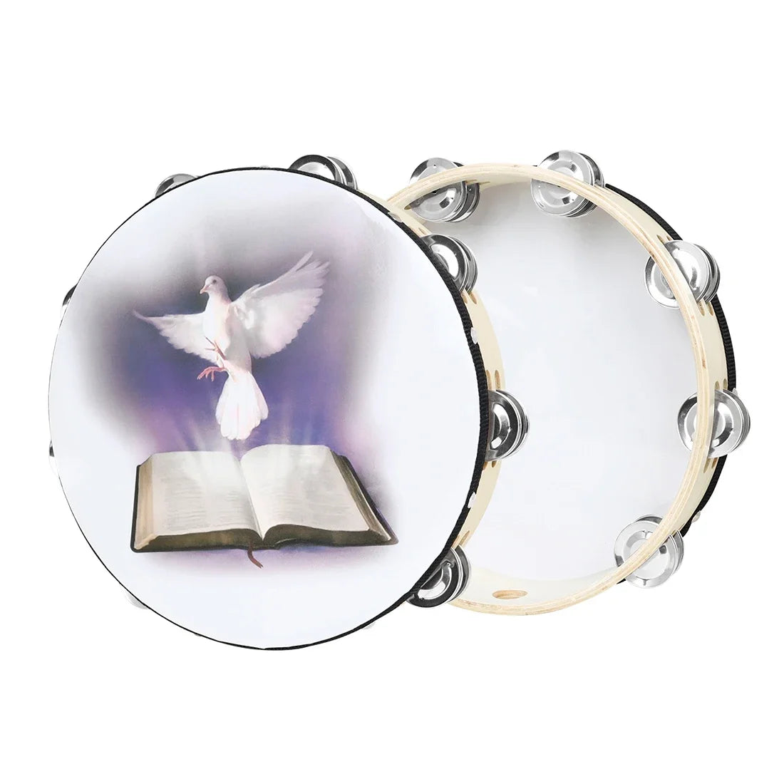 Professional Wooden Tambourine with Double Row Jingles