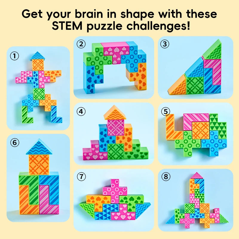 3D Logic Puzzle Building Blocks for Kids – STEM Learning & Fine Motor Skills