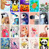 A collection of paint by numbers canvases featuring various birds, animals, and seasonal themes like pumpkins and wildlife.