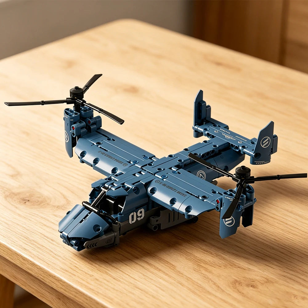V-22 Osprey Tiltrotor Building Block Model with Working Propellers