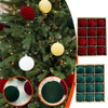 Set of 12 Velvet Flocked Christmas Tree Ornaments in Green