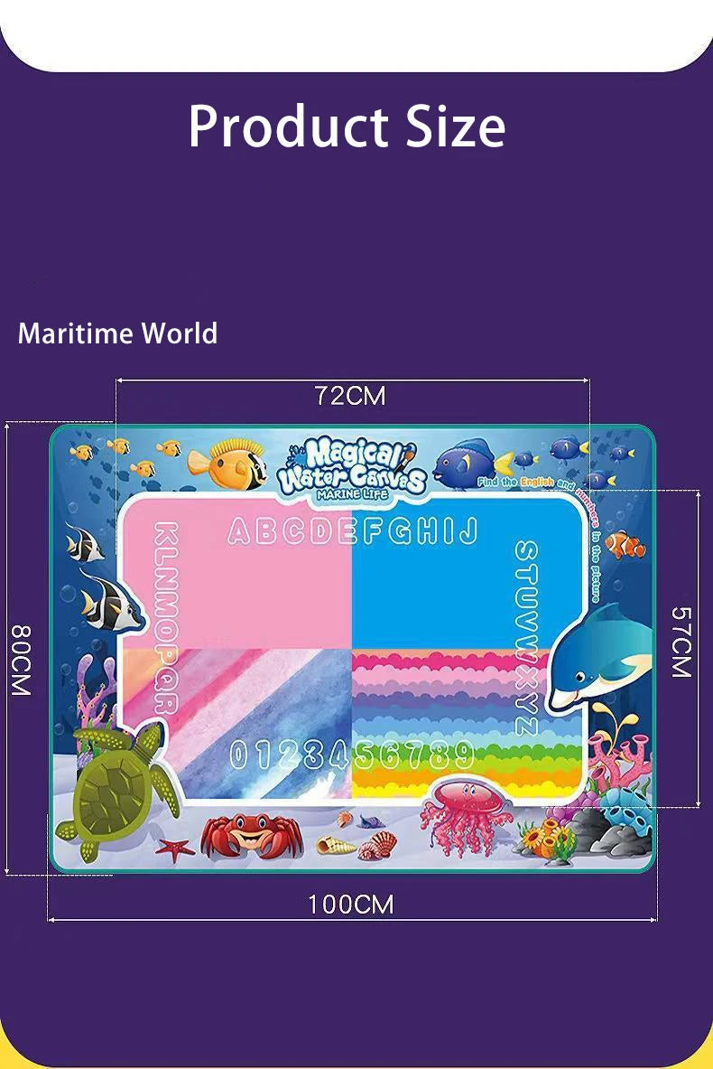 Magic Water Drawing Mat with Fluorescent Pens for Kids