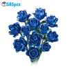A bouquet of 585 blue fabric rose building blocks.