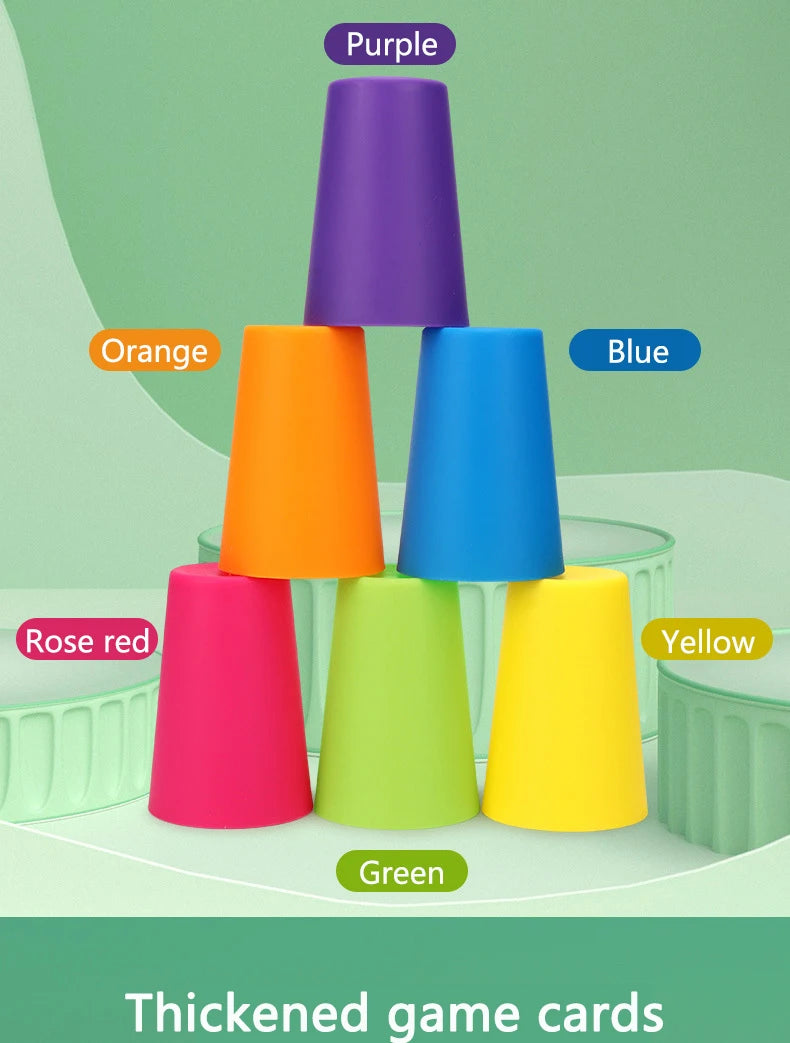 Stack Cup Speed Game with Color Recognition Cards