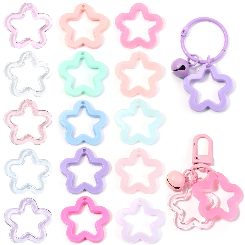 Colorful Acrylic Star Pendants for DIY Jewelry Making & Keychains