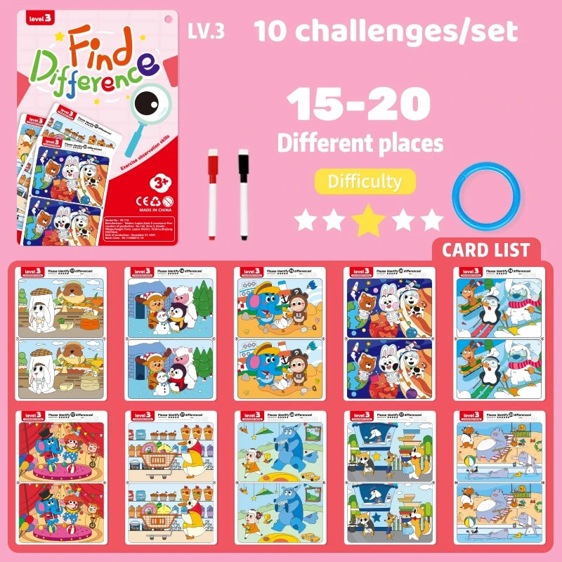 Spot the Difference Cards – Reusable Observation Game for Kids