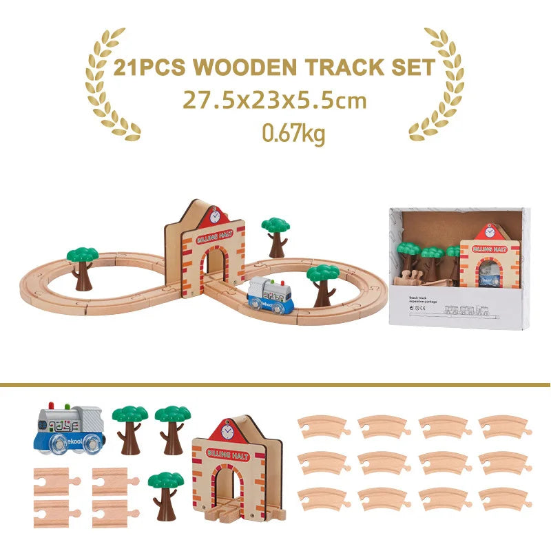 Wooden Train Track Expansion Set – Compatible with All Major Brands