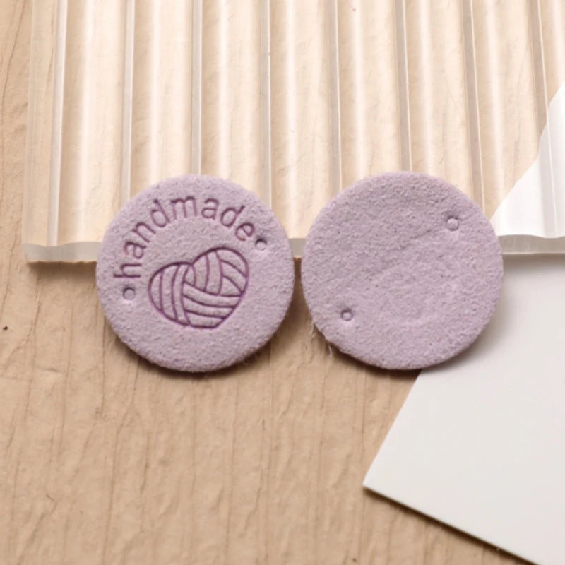 Round PU Leather Labels with Embossed Design for DIY Crafts