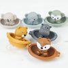 Silicone Animal Bath Toy Set with Floating Boats
