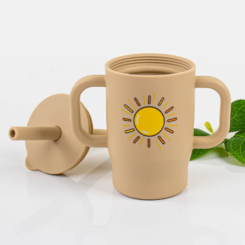 Silicone Baby Sippy Cup with Straw and Handles