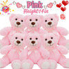 Pink 14 inch plush teddy bear toys with embroidered features