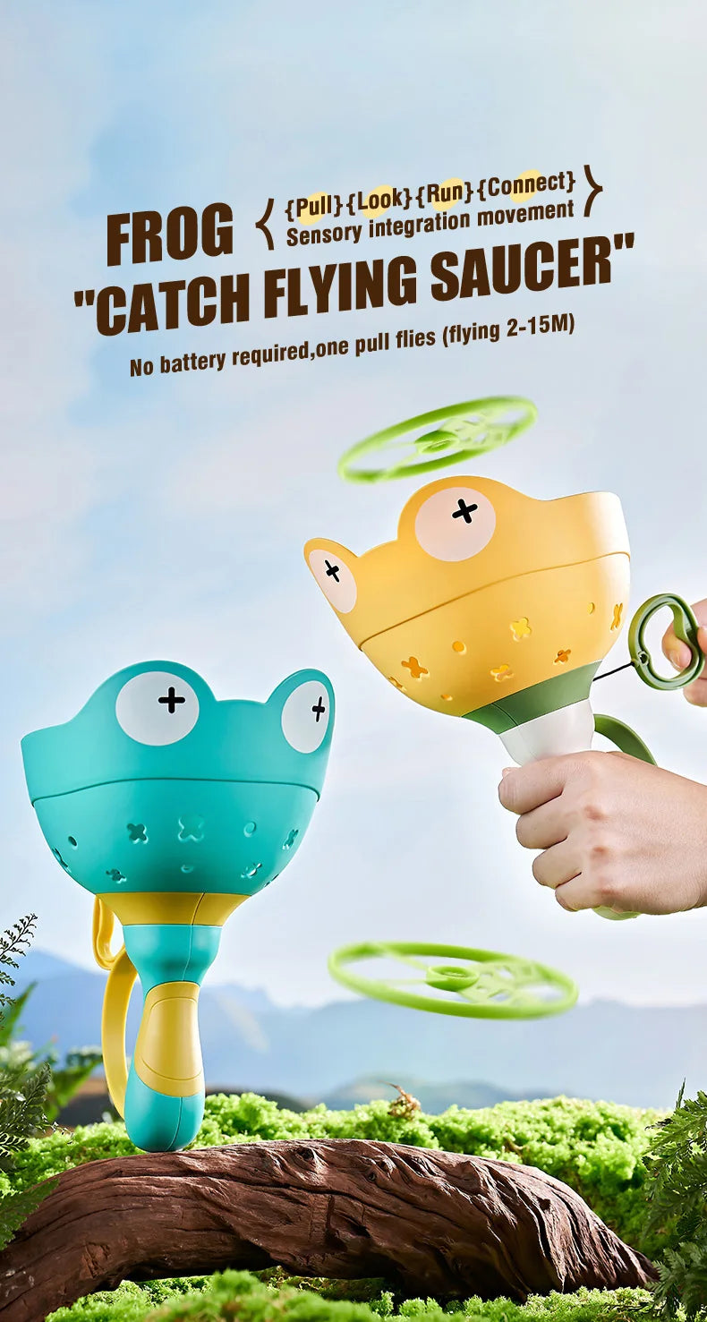 Pull-String Flying Saucer Launcher Toy for Kids