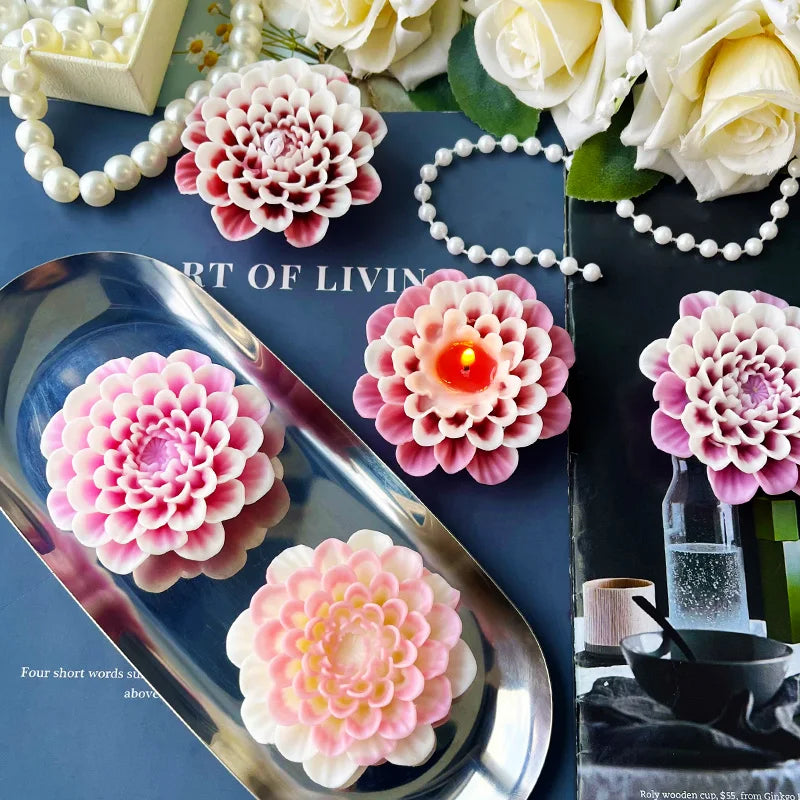 Pink and white flower silicone molds for crafting candles, soap, and resin