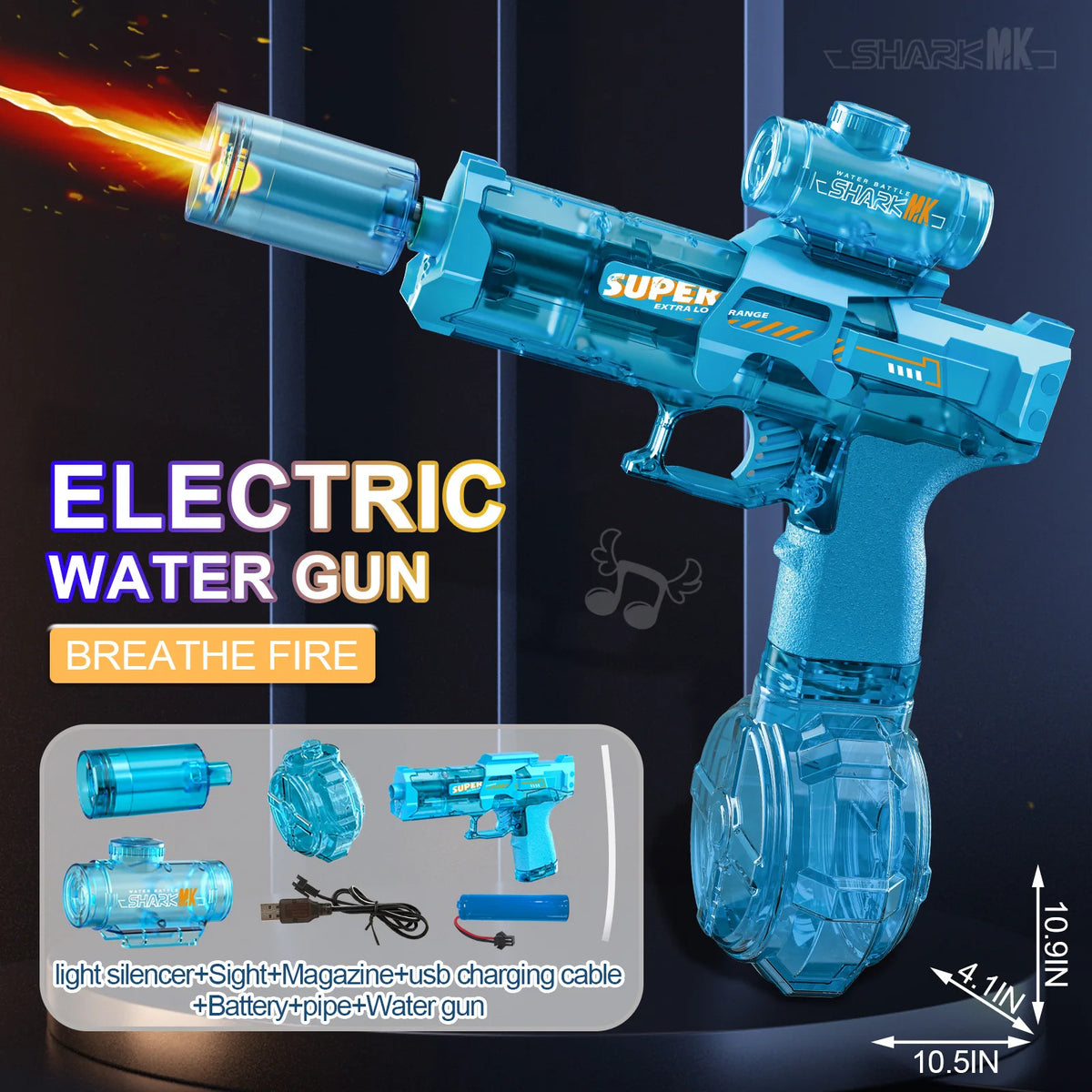 High-Pressure Electric Water Blaster with Flame LED Effect