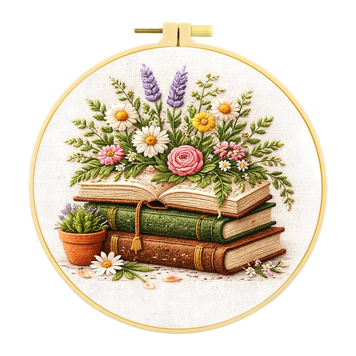 Floral Book Embroidery Kit – DIY Cross Stitch for Adults