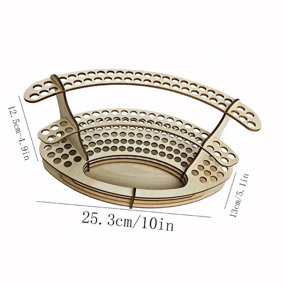 A wooden art brush and pencil organizer with 67 slots, featuring a curved tray design.