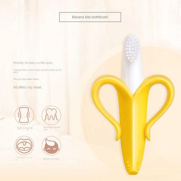Banana-Shaped Silicone Baby Teether & Training Toothbrush