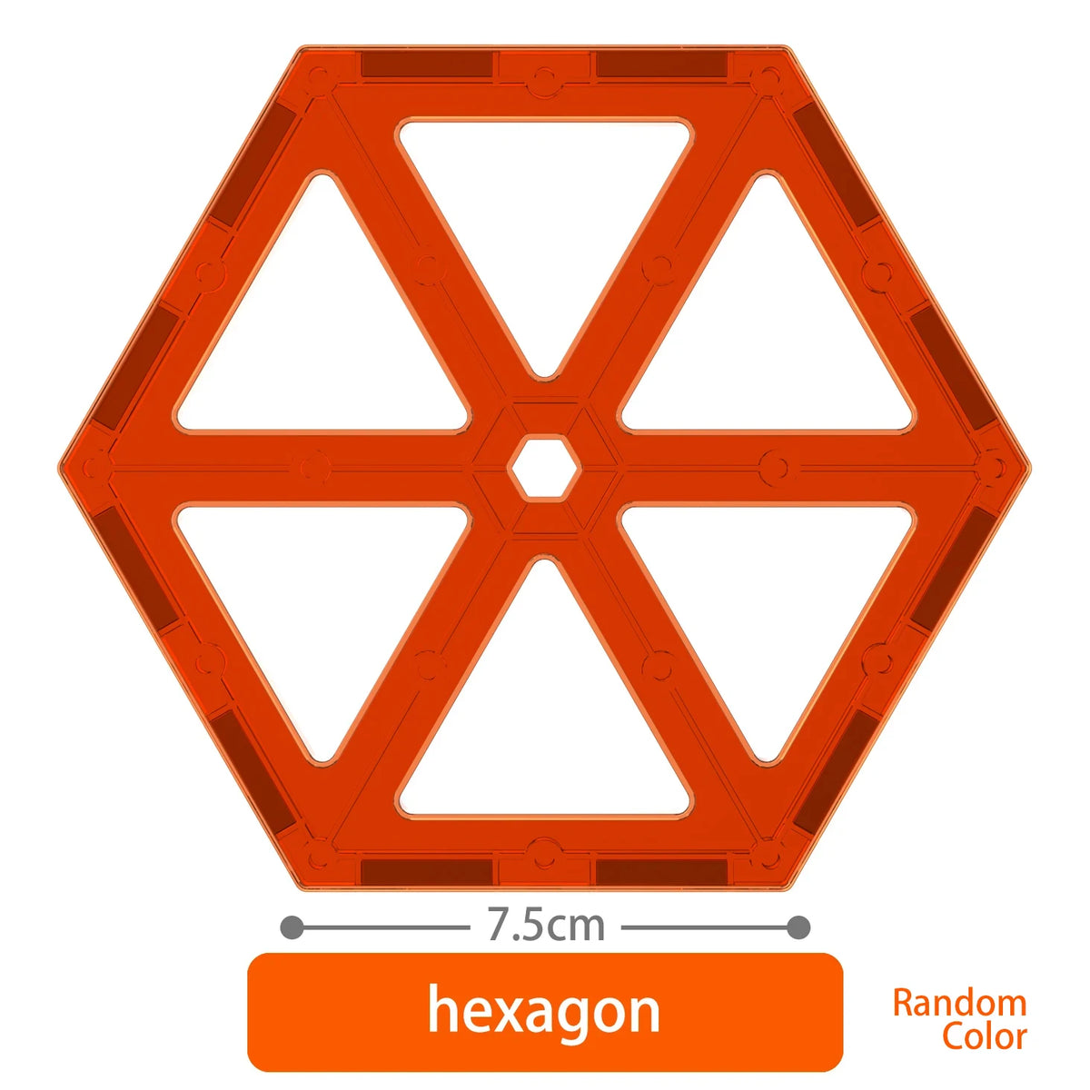 An orange hexagonal magnetic building block set for STEM learning.