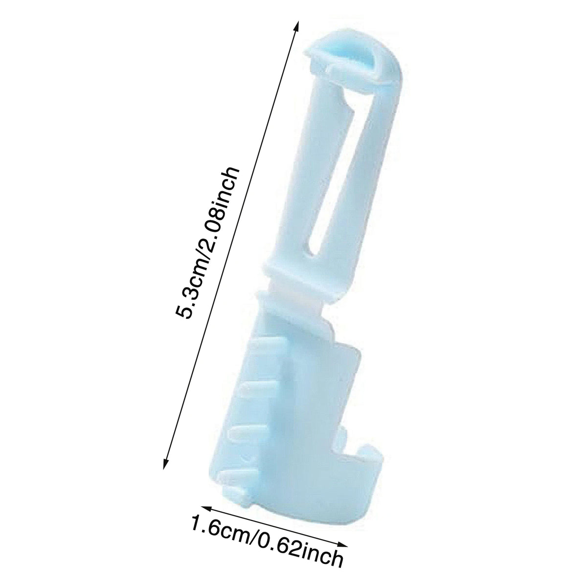 Light blue ergonomic yarn guide ring used for smooth crochet and knitting projects