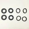 A set of black 1:12 scale RC car steering wheel and interior upgrade parts.
