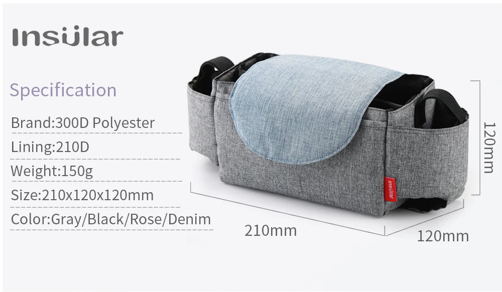Insulated Diaper Bag with Thermal Bottle Pouch