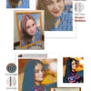 A collection of diamond painting canvases featuring a woman's portrait in various colors and styles.