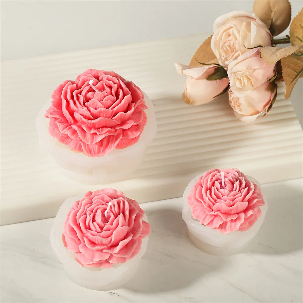 3D Peony Flower Silicone Mold for Candle, Resin & Soap Making