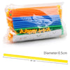 A clear plastic bag filled with colorful interlocking building straws and connectors for creative STEM play