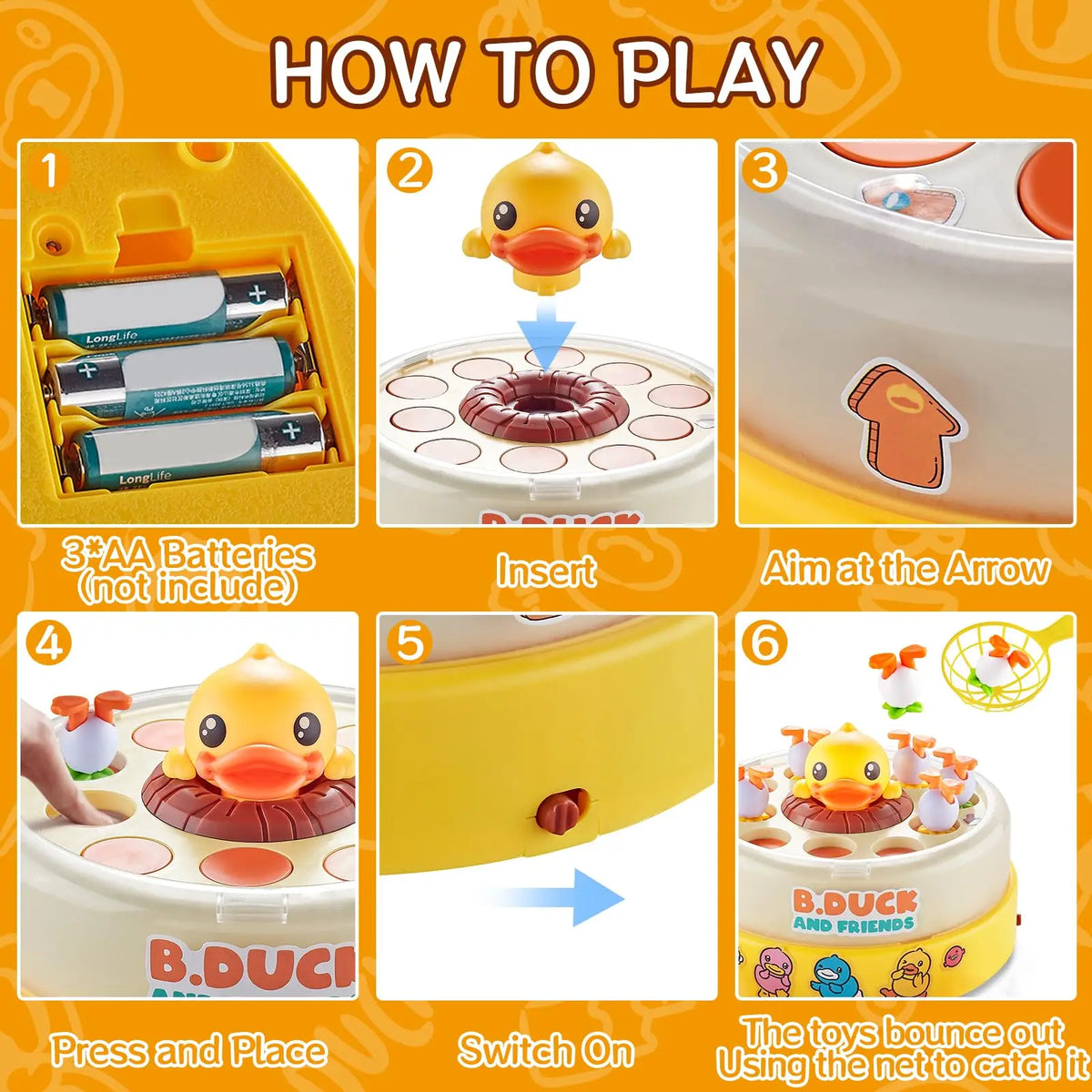 Musical Frog Catching Game with Turntable and Nets