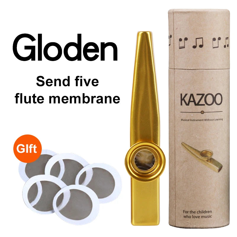 Gold-Plated Metal Kazoo with 5 Replacement Films