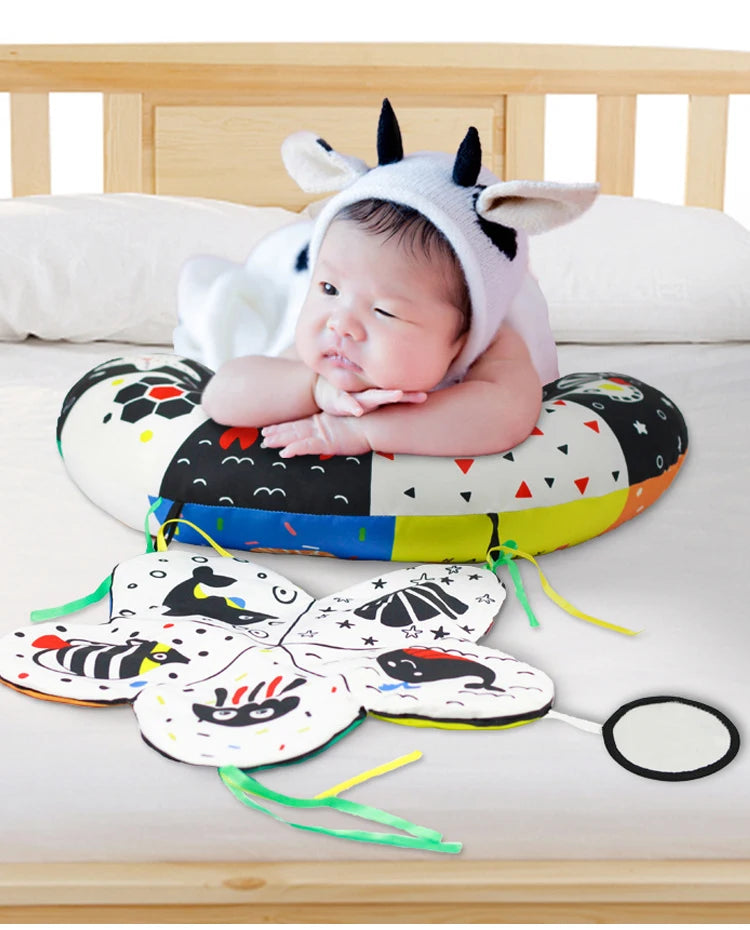 High-Contrast Tummy Time Pillow for Baby Sensory Development